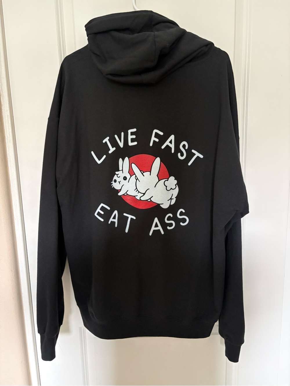 Assholes Live Forever Live Fast Eat Ass Graphic Hoodie - Black